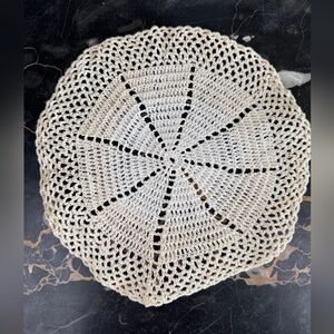 Vintage Rustic Crochet Doily 8.5" | Handmade Farmhouse Floral Candle Mat Decor